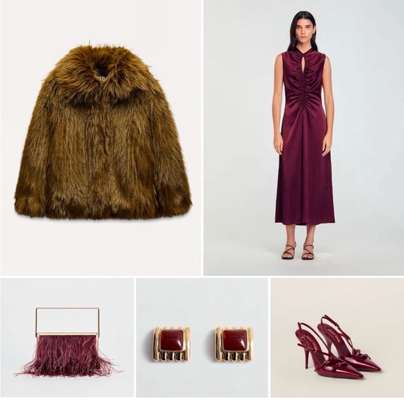 Zara Gold and Burgundy Feather Clutch - Picture 11 of 11